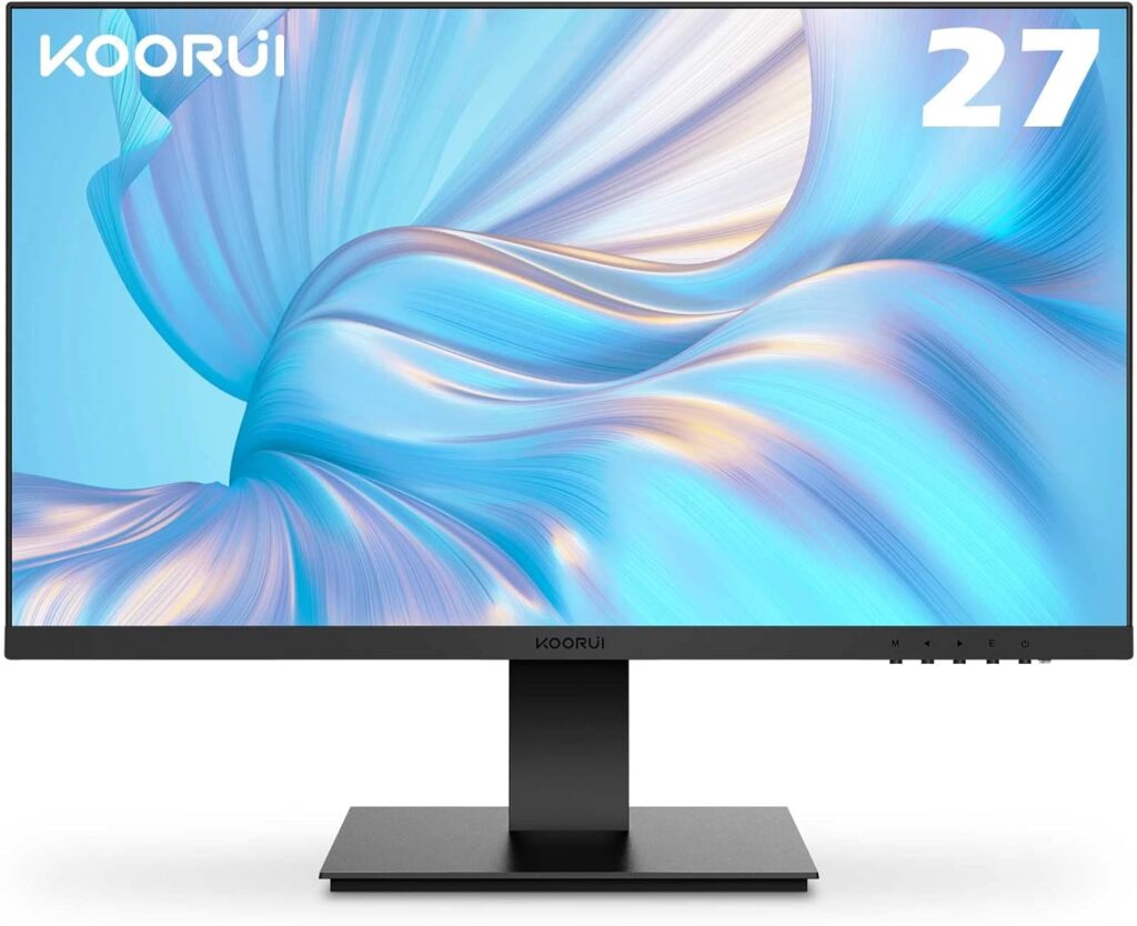 KOORUI 27 Inch FHD Monitor, Computer Monitor(1080P, 75HZ, HDMI+VGA, 99% SRGB, 5ms Response, Eye Care) Virtually Borderless Design Display Monitor, Frameless