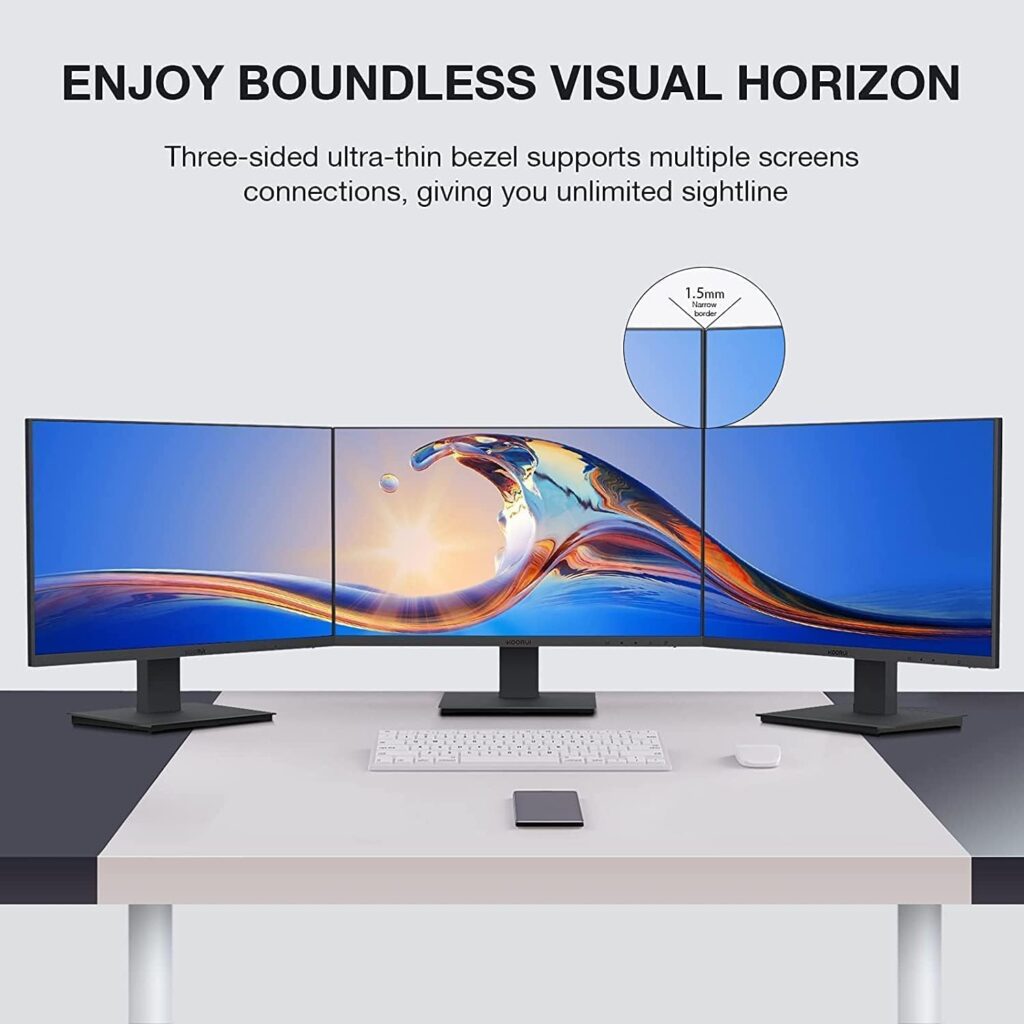 KOORUI 27 Inch FHD Monitor, Computer Monitor(1080P, 75HZ, HDMI+VGA, 99% SRGB, 5ms Response, Eye Care) Virtually Borderless Design Display Monitor, Frameless