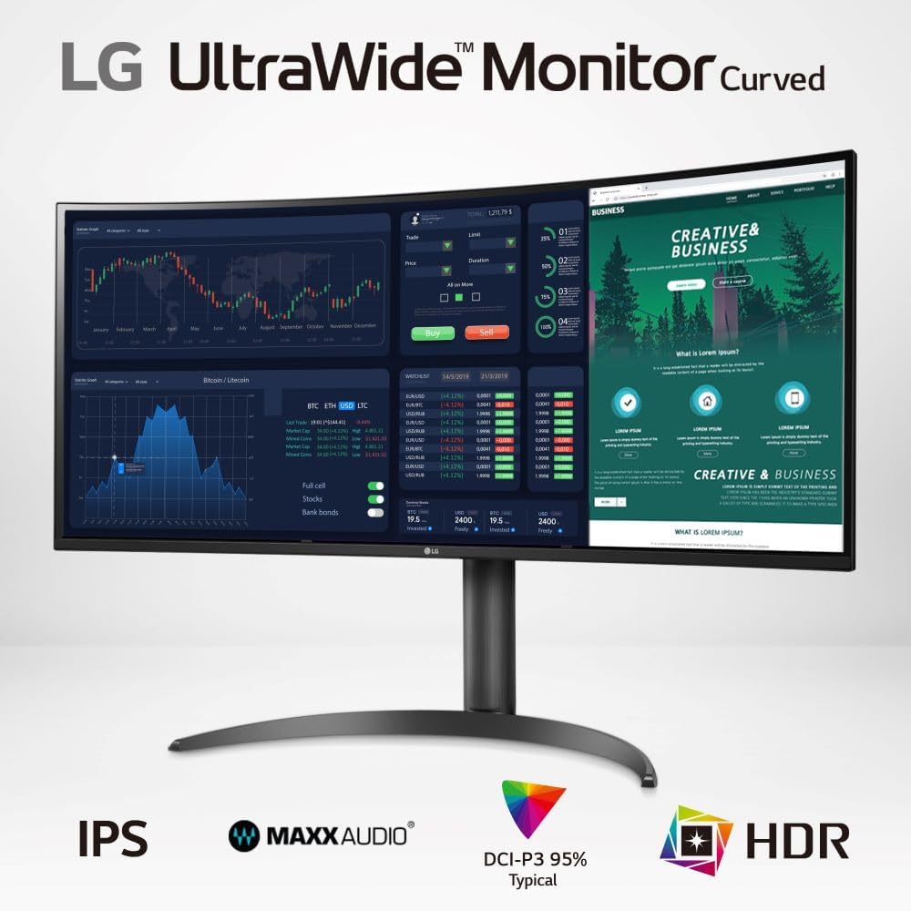 LG UltraWide Monitor 34WP550-B, 34 inch, IPS Display, 75Hz, 5ms, 21:9, 2560 x 1080 px, sRGB95% (Typ.), HDR10, AMD FreeSync, Ergonomic Design