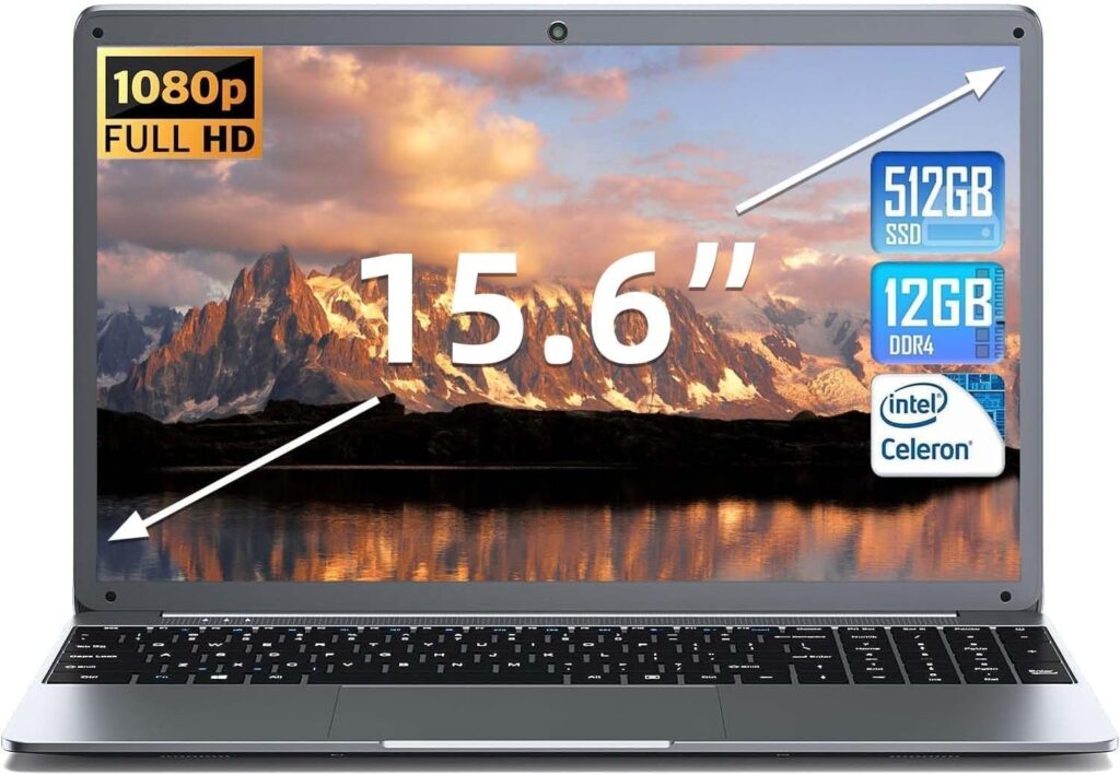 SGIN 15.6 Inch Laptop 12GB RAM 512GB SSD, 1080P FHD Celeron N5095 Up to 2.8GHz, PC Notebook with Dual Band WiFi, 2xUSB 3.0, Keyboard Film in Eight Languages