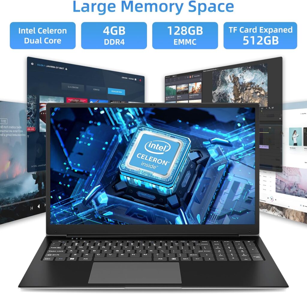 SGIN 17.3 Inch Laptop 4GB DDR4 128GB SSD (TF 512GB), Celeron Dual-Core Processor(Up to 2.8GHz), 2xUSB 3.0, Dual Band WiFi, FHD 1080P Notebook Ships with Keyboard Film in 8 Languages