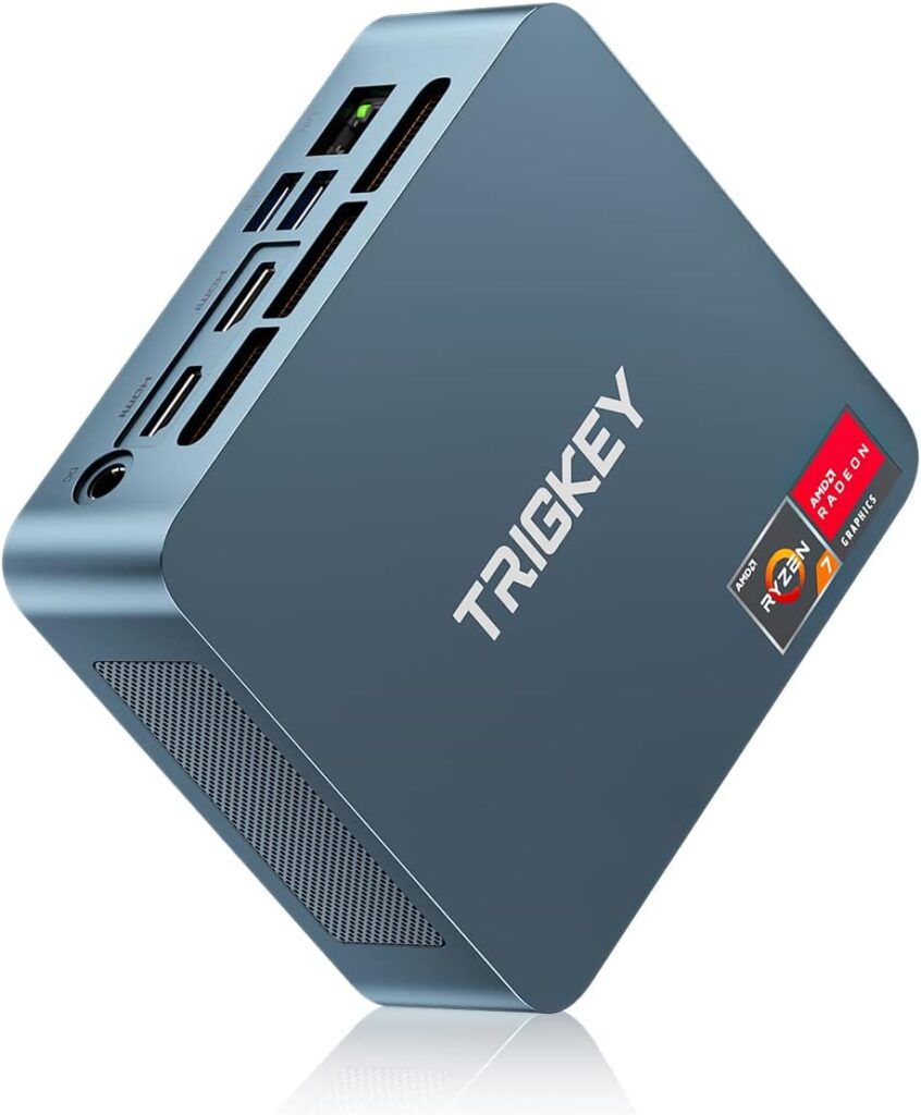 TRIGKEY Mini PC 8 Core 16 Thread Mini Computer Desktop PC Ryzen 7 5800H（Up to 4.4GHz） 16G DDR4+500G NVME SSD Micro PC | 8Core 2000MHz HD graphics | WIFI-6 | BT 5.2 | DP+HDMI | Type-C | USB 3.2