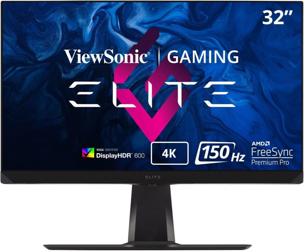 ViewSonic ELITE XG321UG 32-inch 4k 2160p Ultra HD IPS Gaming Monitor, 144Hz, Mini-LED, 3ms (GTG), Nvidia G-Sync Ultimate, Nvidia Reflex, Display HDR 1400, Dual Integrated Speakers, Ergonomics, RGB