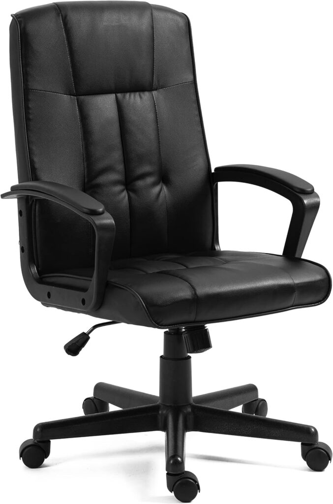 Blisswood Executive Office Chair, Ergonomic Computer Desk Chair Adjustable Back Rest Desk Chairs, Padded Armrest, Heavy Duty 360° Swivel Gaming Chair, PU Leather Pc Work Chair (Office Chair Black)