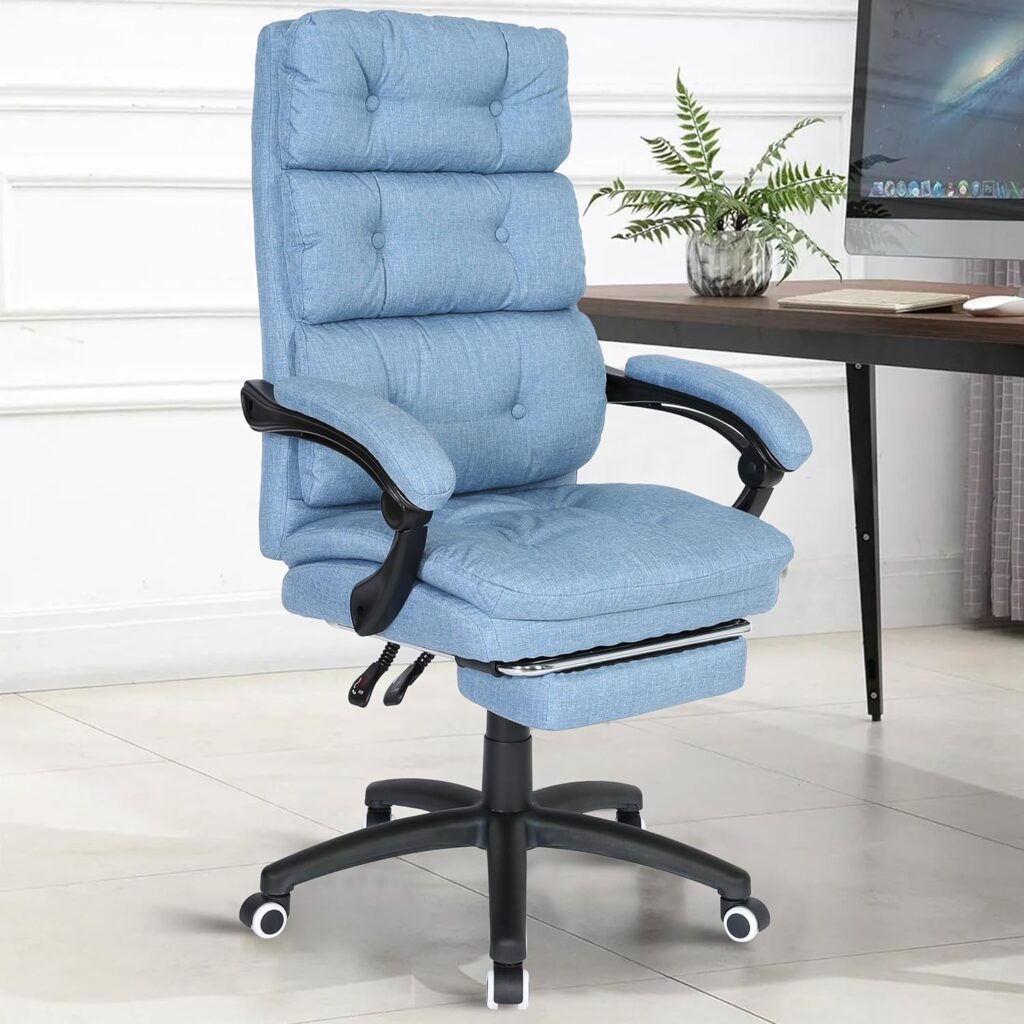 Blisswood Executive Office Chair With Footrest Lumbar Support Ergonomic Recliner Computer Desk Chair Adjustable Back Rest Heavy Duty 360° Swivel Gaming Chair (Light Grey)