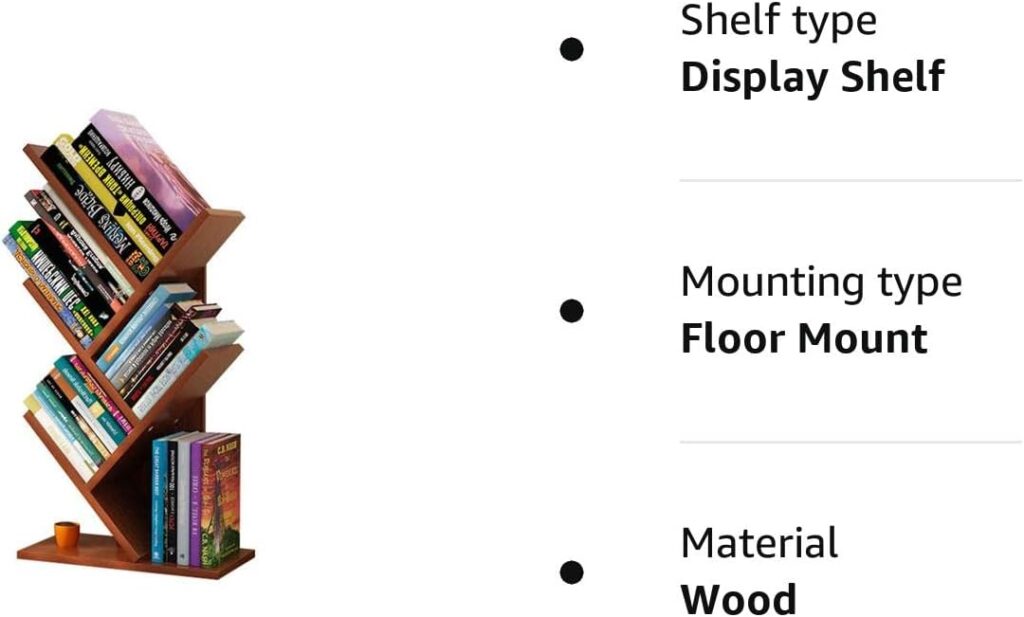 Creative Simple Wooden Tree Bookshelf, Wooden Desktop Organizer Shelf Multifunction Display Rack for Books Magazines CD 5-Tier Floor Standing Bookcas for Living Room Home Office Study Room (White)