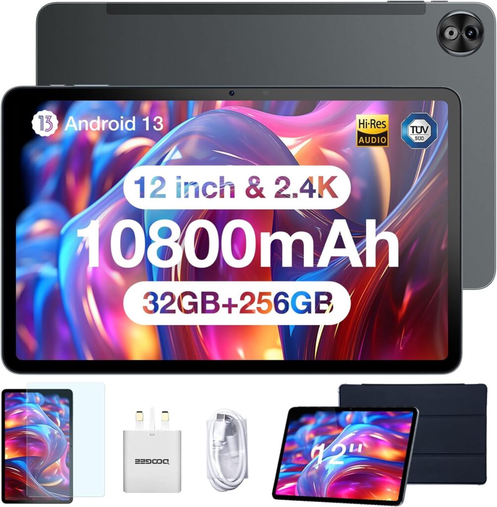 DOOGEE T20 Ultra Tablets 12 inch Android, 32GB RAM 256GB ROM(2TB TF) Helio G99 Octa-Core Android 13 Tablet, 10800mAh, 2.4K Display, 16MP+8MP Dual SIM Tablet PC 4G LTE /5G WiFi/GMS/GPS/Widevine L1