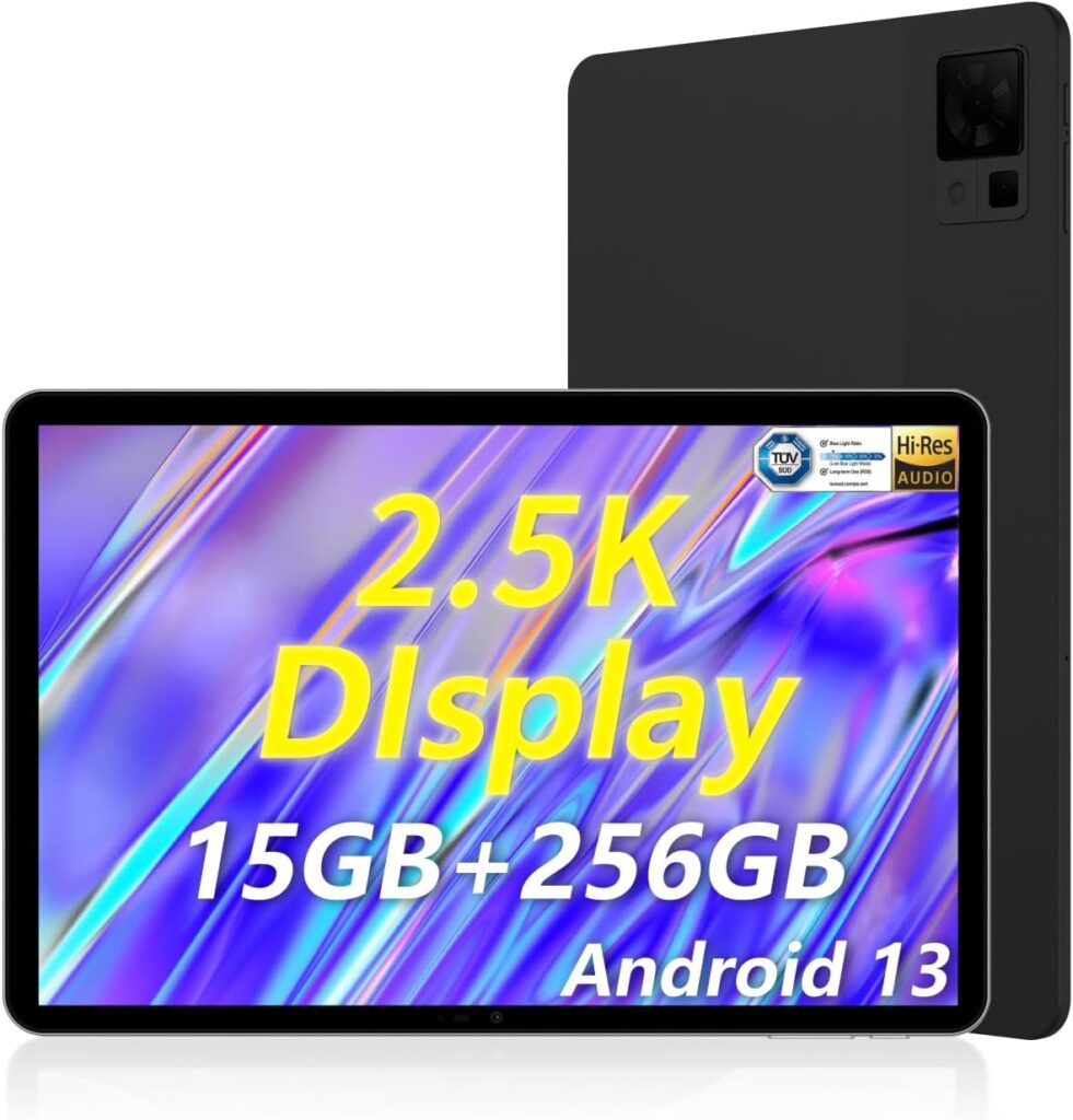 DOOGEE T30 Pro 11 Inch Tablet 2.5K, 15GB+ROM 256GB (TF 2TB), 20MP/8MP Camera, Android 13 Tablet, 4G-LTE, 2.4GHz5GHz Wi-Fi Tablet, Face unlocking Bluetooth 5.2, 8580mAh 33W Fast charging, Grey