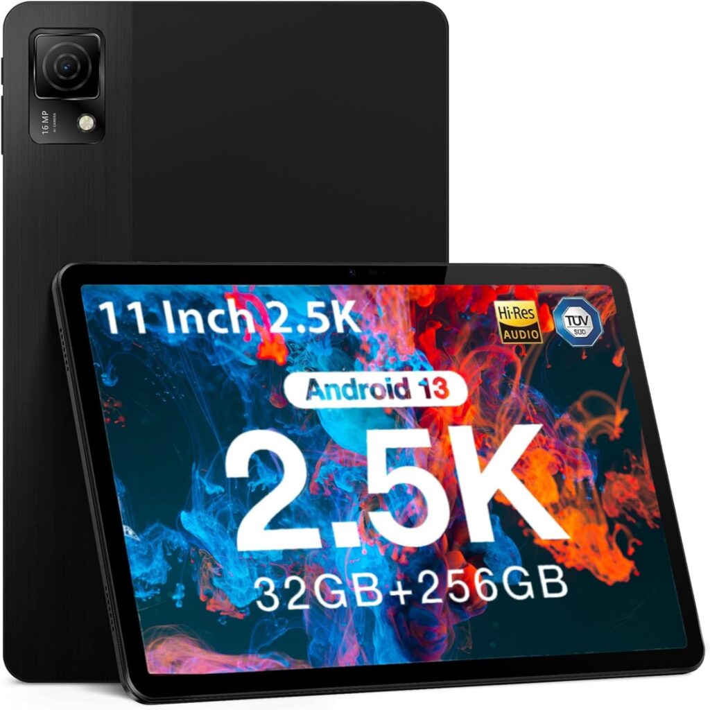 DOOGEE T30 Ultra Tablet 2.5K 11 Inch, Helio G99 Octa-Core 2.2GHz Android 13 Tablet, 8580mAh/18W, 32(12+20) GB RAM 256GB ROM (TF 2TB) Tablet, 16+8MP TÜV 2.4G/5G WiFi, Widevine L1, Black