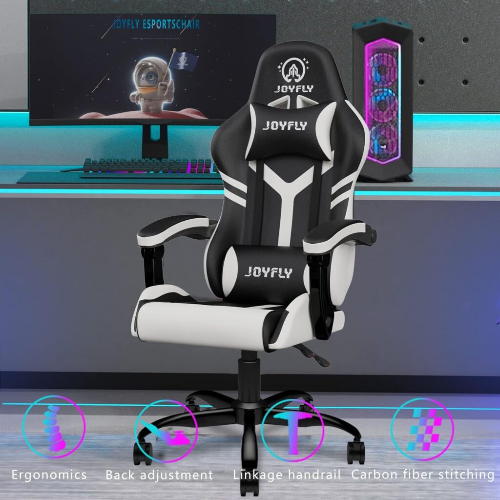 JOYFLY Computer Chair, Gaming Chair for Adults Office Chair Ergonomic PC Chair with High Back, Headrest, and Lumbar Support, for Boys Adults Teens(Black)