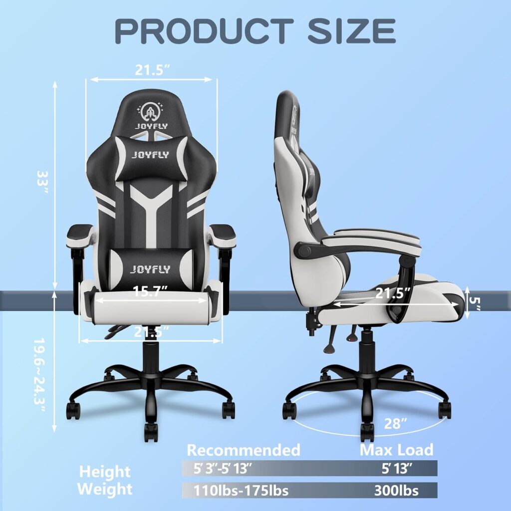 JOYFLY Computer Chair, Gaming Chair for Adults Office Chair Ergonomic PC Chair with High Back, Headrest, and Lumbar Support, for Boys Adults Teens(Black)