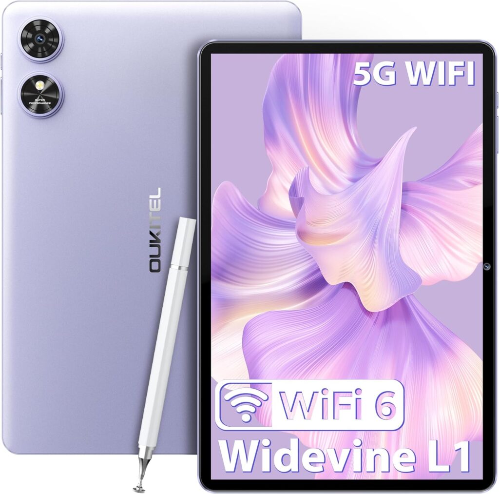 OUKITEL OT6 Tablet WIFI, 16+64GB/1TB, 8000mAh Big Battery, Android 13 Tablet 10.1 inch, 80dB Dual speaker, Face unlock, Google GMS TÜV Certification, Widevine L1, Bluetooth 5.0, 2 Years Warranty