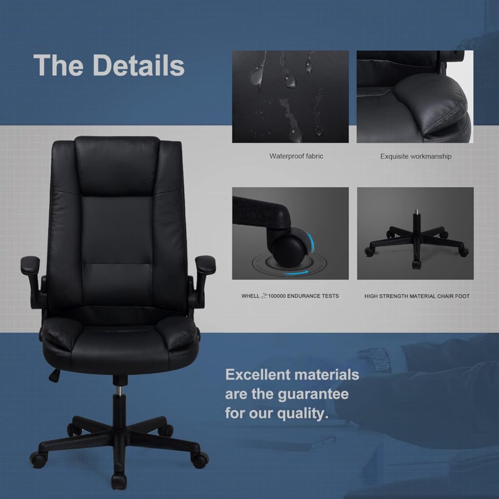 T-THREE.High back ergonomic office chair Swivel chair, large seat and tilt function computer chair