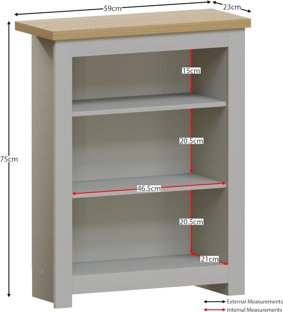 Vida Designs Arlington Bookcase Modern Display Shelves Storage MDF Furniture Grey (3 Tier)