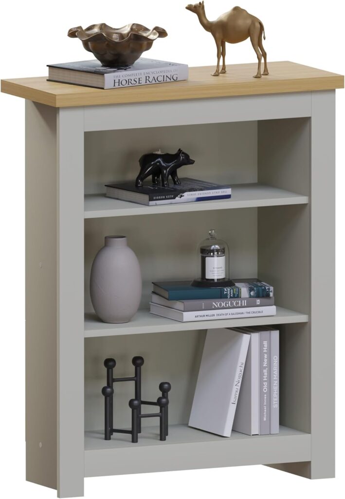 Vida Designs Arlington Bookcase Modern Display Shelves Storage MDF Furniture Grey (3 Tier)