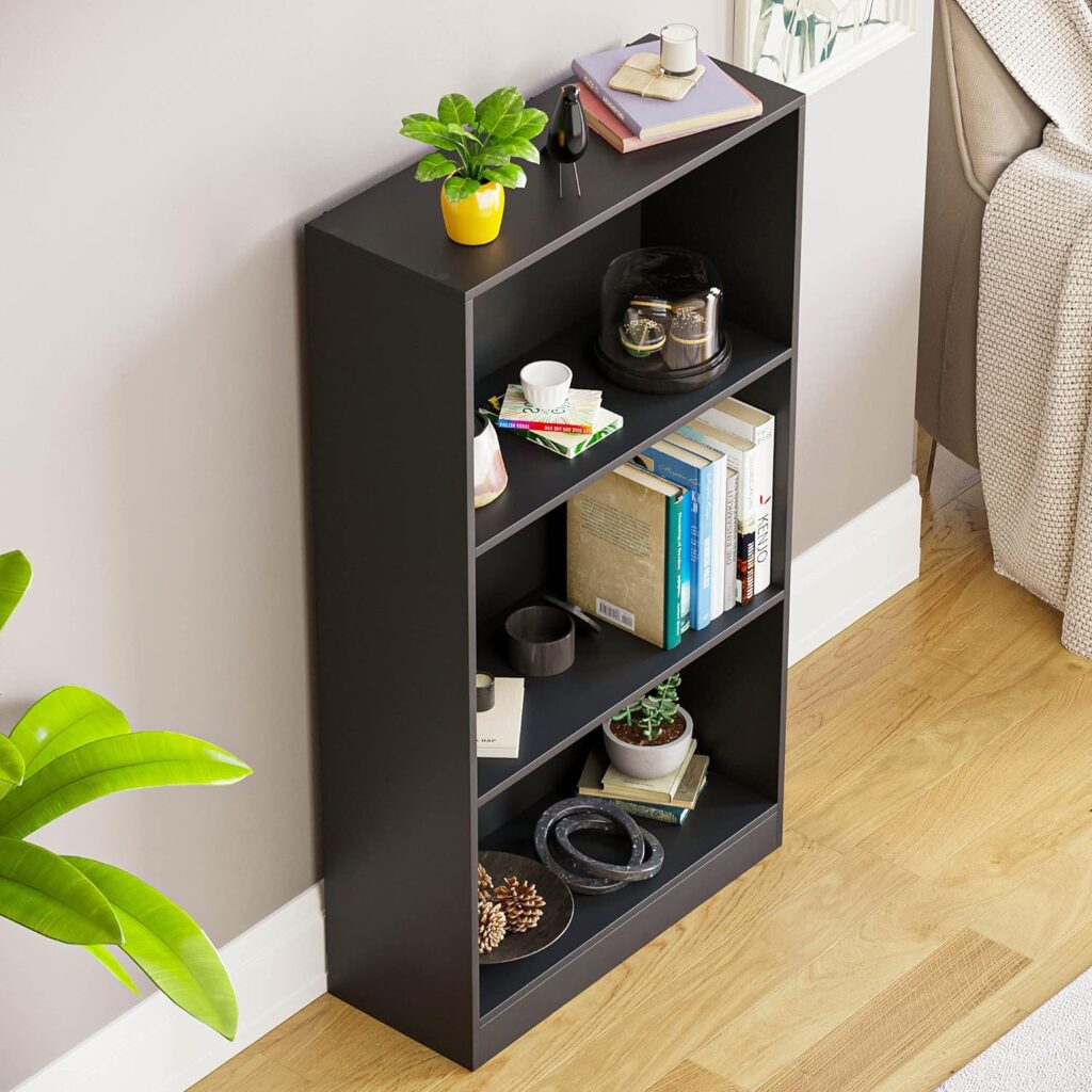 Vida Designs Cambridge 3 Tier Medium Bookcase, Oak Wooden Shelving Display Storage Unit Office Living Room Furniture
