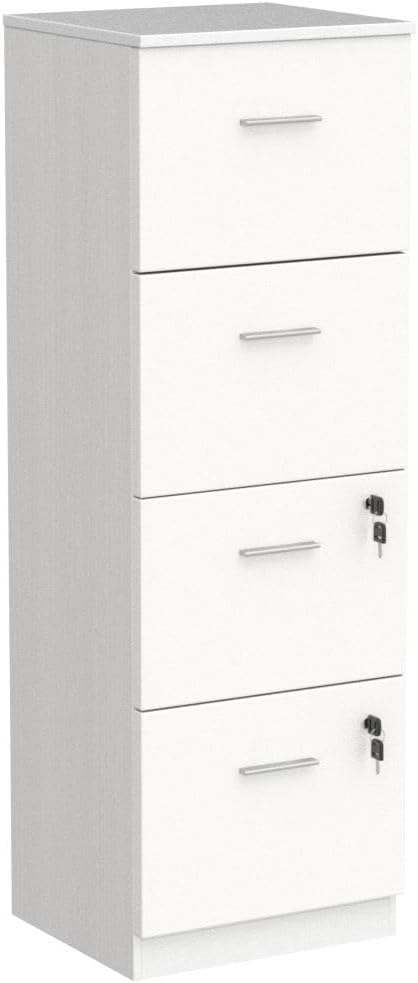 YITAHOME 4-Drawer File Cabinet with Lock, 130.7cm Deep Vertical Filing Cabinet for Letter A4-Sized Files, Need to Assemble, Storage Cabinet for Home Office (White)