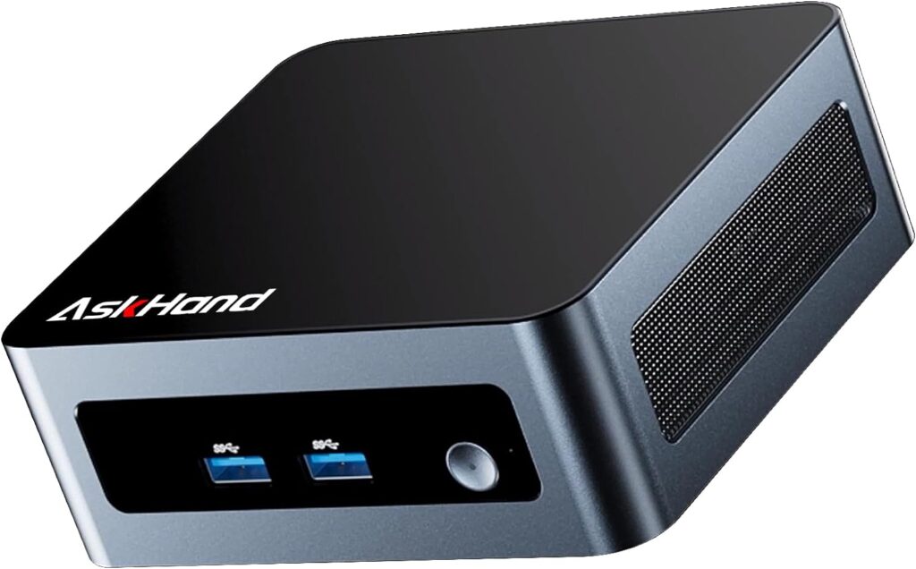 AskHand Mini PC AMD Ryzen 5 5500U (6C/12T 4.0GHz), 16GB DDR4 RAM 512GB NVME SSD Windows 11Pro/ WiFi 6E/ BT-5.2/ USB*4/USB-C/2*HDMI, 4K@60Hz 3 Screens Simultaneous Output mini computer