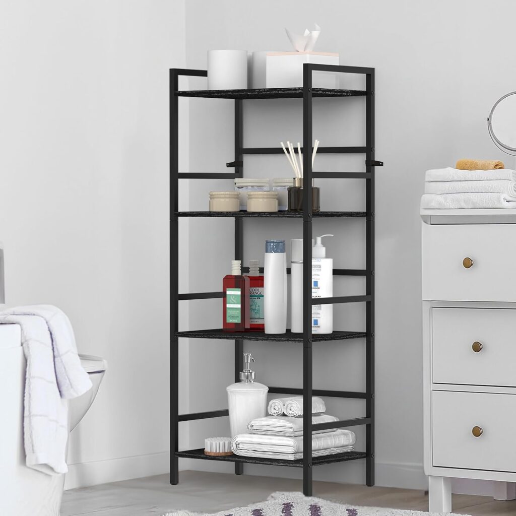 CADUKE Bookshelf 3 Tier Industrial Small Bookcase Wood and Metal Book Shelf Rustic Etagere Bookshelf Brown Bookshelves with Storage for Home Office Living Room Bedroom