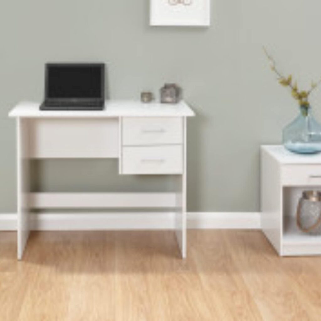 GFW Computer Office Desks with Storage Drawers, Wood, Grey, 90 x 73 x 45 cm