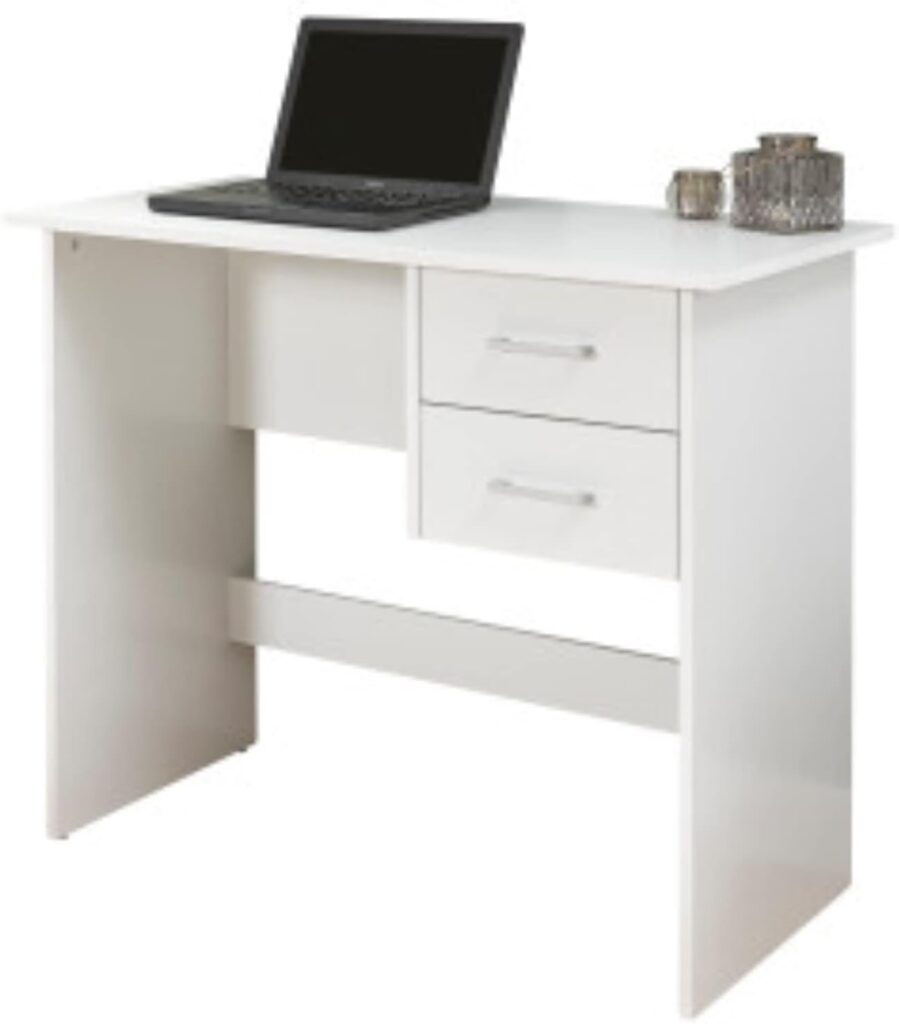 GFW Computer Office Desks with Storage Drawers, Wood, Grey, 90 x 73 x 45 cm