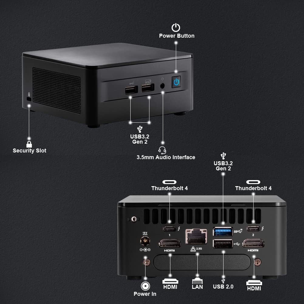 Intel NUC 12 NUC12WSKi7 Wall Street Canyon 12th Gen. Intel Core i7-1260P,Intel Iris Xe Graphics,12 Processor Cores (4P+8E), 16 threads(Barebone)