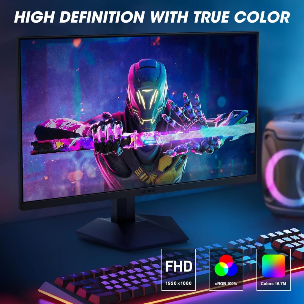 KOORUI 27 Inch Computer Monitor FHD 1080P Gaming Monitor 165Hz VA 1800R Monitors with Ultra-Thin, HDMI X2 /DP, VESA Compatible, Tilt Adjustable, Eye Care