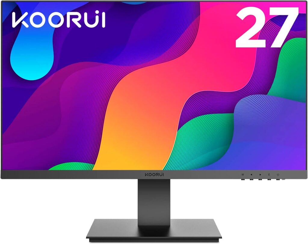 KOORUI 27 Inch FHD Monitor, IPS Computer Monitors, 75Hz, 5ms, 16:9 Full HD (1920 x 1080), VESA Mountable, HDMI/VGA, Low Blue Light, 99% SRGB