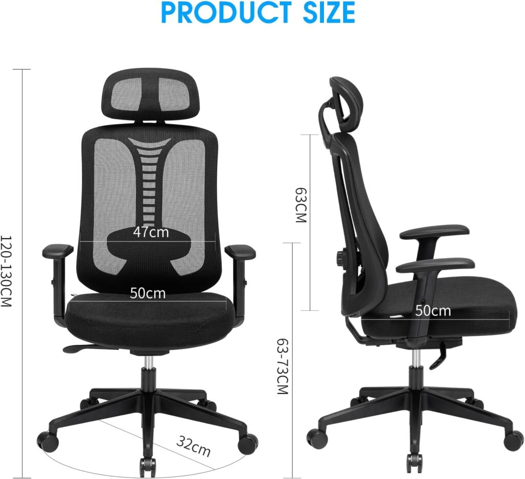 Magic Life Ergonomic Office Chair, 4 Gear Adjustable Home Desk Chair,Adjustable Lumbar Support with Thickened Cushion,3D Headrest Comfortable Armrest Computer Chair