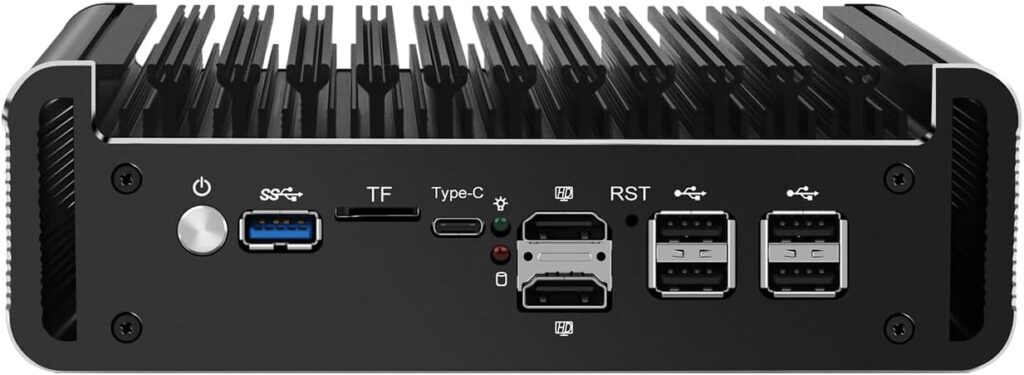 Micro Firewall Appliance, Mini PC, VPN, Router PC, Intel Alder Lake-N 12th Gen N100, HUNSN RJ47, 6 x 2.5GbE I226-V, 2 x HDMI2.1, TF, Type-C, Barebone, NO RAM, NO Storage, NO System