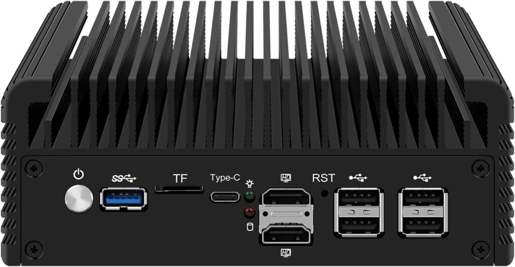 Micro Firewall Appliance, Mini PC, VPN, Router PC, Intel Alder Lake-N 12th Gen N100, HUNSN RJ47, 6 x 2.5GbE I226-V, 2 x HDMI2.1, TF, Type-C, Barebone, NO RAM, NO Storage, NO System