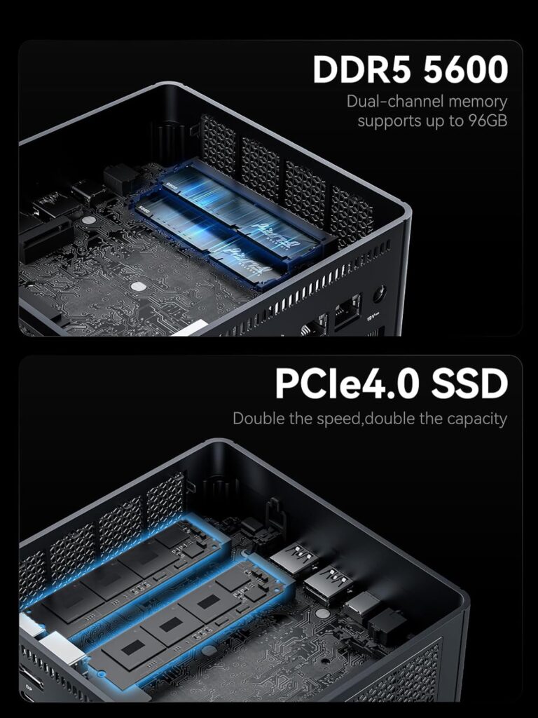 MINIS FORUM Mini PC UM780 XTX AMD Ryzen 7 7840HS,Barebone with Mini Desktop PC,2 x RJ45 2.5 G,HDMI2.1/DP/2xUSB4,1xOP,4XUSB Port,WIFI6E BT5,DIY Mini Computer