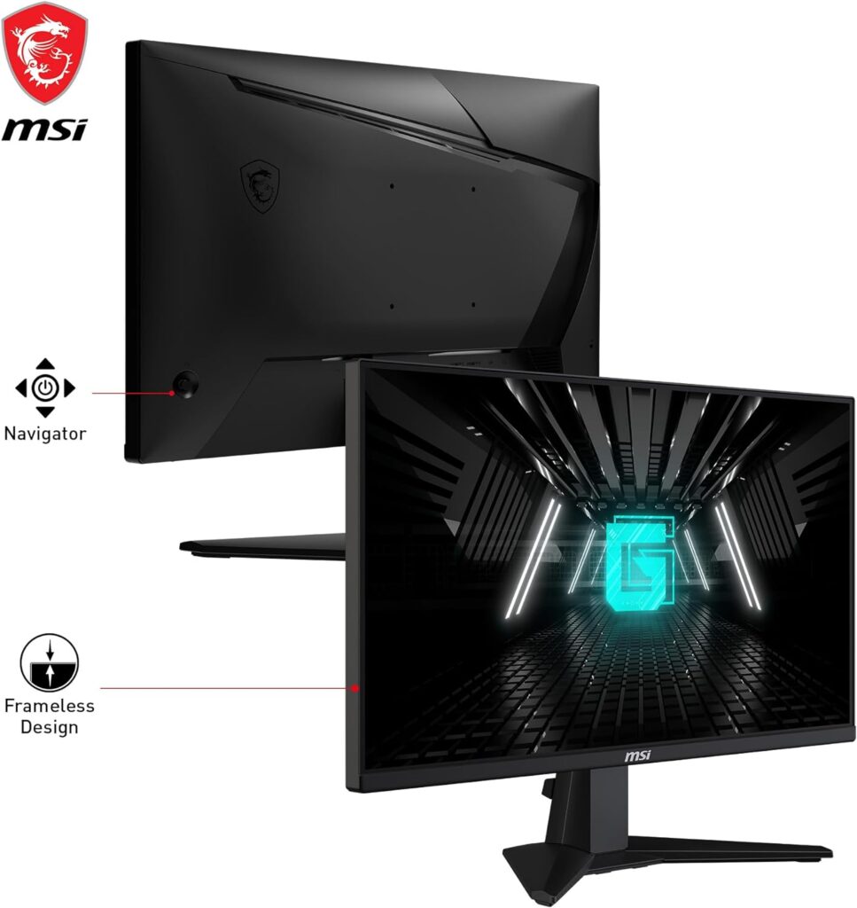 MSI G255F 24.5 Inch FHD Gaming Monitor - 1920 x 1080 Rapid IPS Panel, 180 Hz / 1ms (GtG), 99% sRGB Colour Gamut, Adaptive-Sync - DP 1.2a, HDMI 2.0b CEC