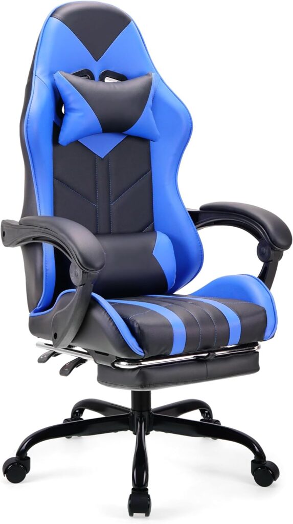 Play haha.Gaming chair Office chair Swivel chair Computer chair Work chair Desk chair Ergonomic Chair Racing chair Leather chair Video game chairs (Red,With footrest)