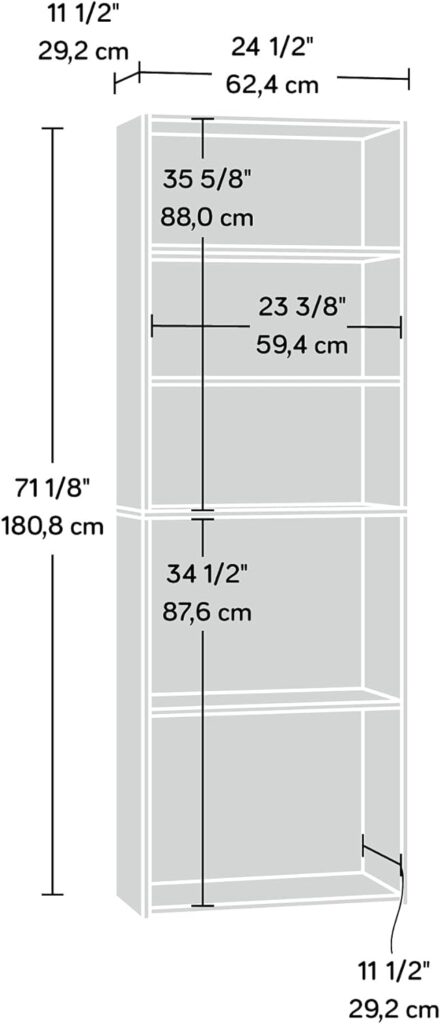 Sauder Beginnings 5-Shelf Bookcase, Highland Oak Finish