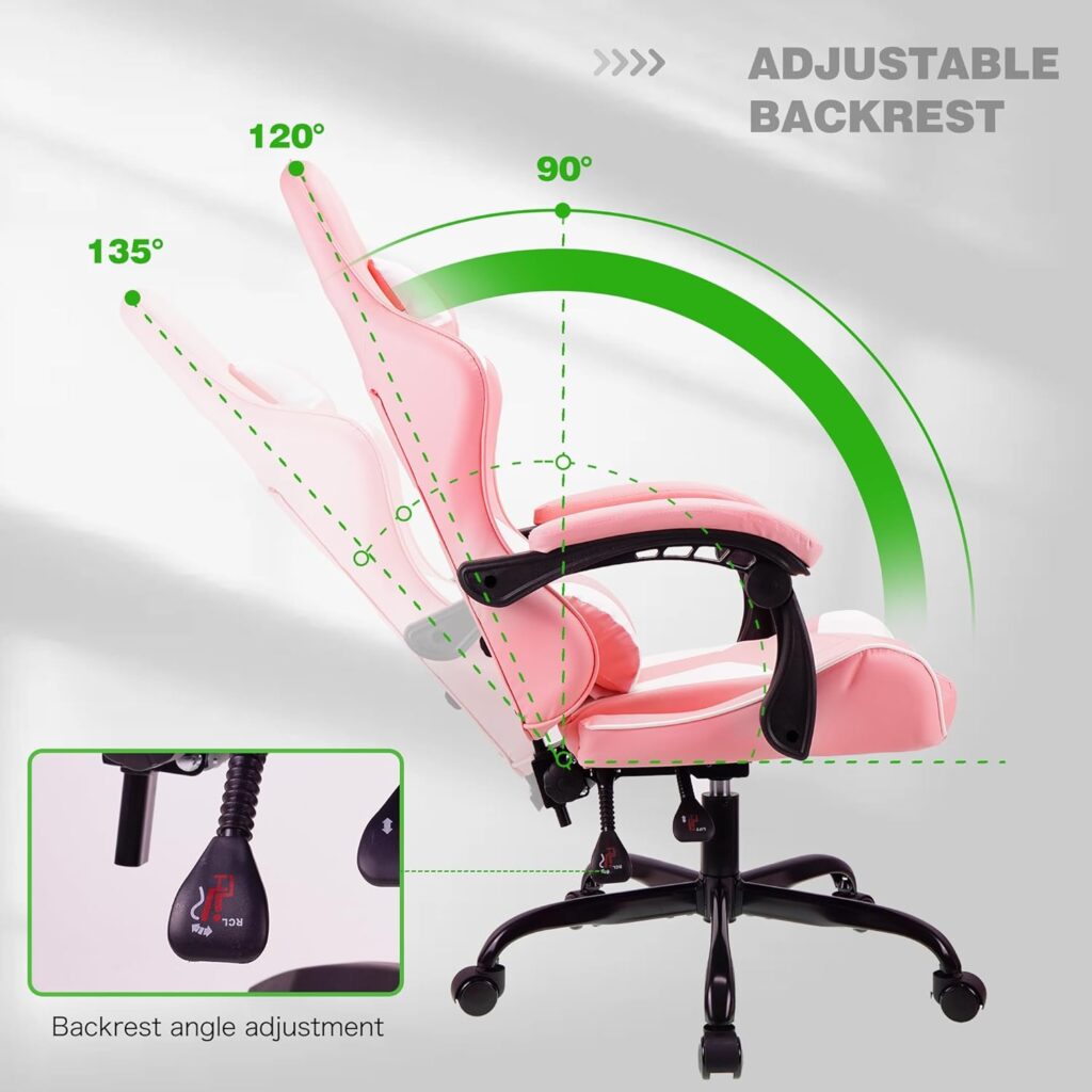 T-THREE.High back ergonomic computer chair,gaming chair,office chair,desk chair,swivel chair,racing chair,adjustable lumbar support and headrest,can bear 150kg weight(Gray)