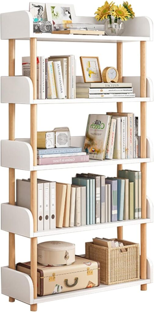 Whemyreat Bookcase with 5 Levels, Open Bookcase, Modern Open Bookcase, Freestanding Display Stand, Wooden Shelves, Display Stand, Display Case, Bookcase, Storage Cabinet