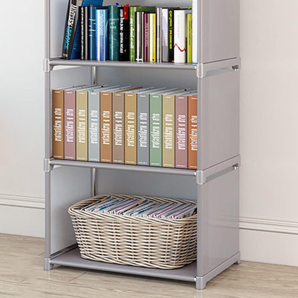 Yolispa Vertical Cabinet Bookshelf DIY Bookcase Cube Storage Organizer for Home Office Closet